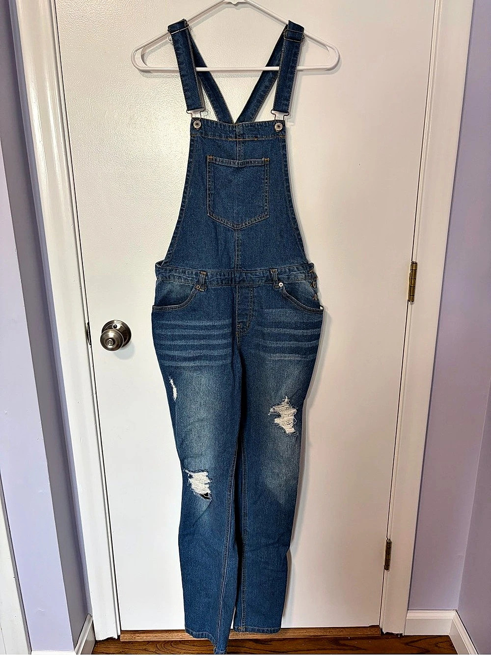 love tree Distressed Denim Overalls in Blue Size Large